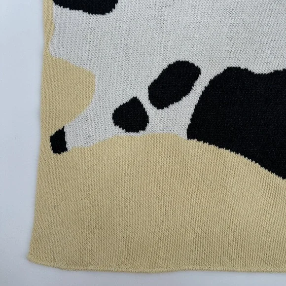 Cold Picnic Cow Knit Baby Lap Throw Blanket Lemon Made in USA RARE - Picture 3 of 8